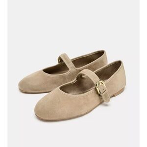Zara Suede Strap Ballet Flats
